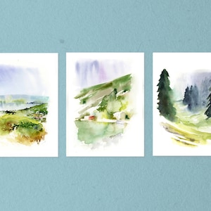 Watercolor Print Set, Landscape Print Set, Set of 3 Wall Art, Fine Art Print Set, Nature Art Prints, Abstract Prints, Watercolor Wall Art