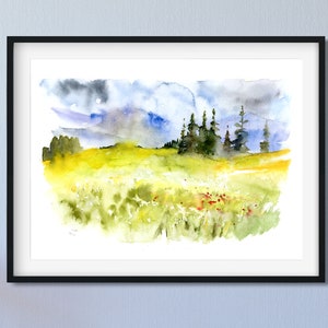 Abstract Landscape Painting, Fine Art Giclee, Watercolor Art Print, Landscape Wall Art,  small Print, Abstract Watercolor Art, Entryway Art