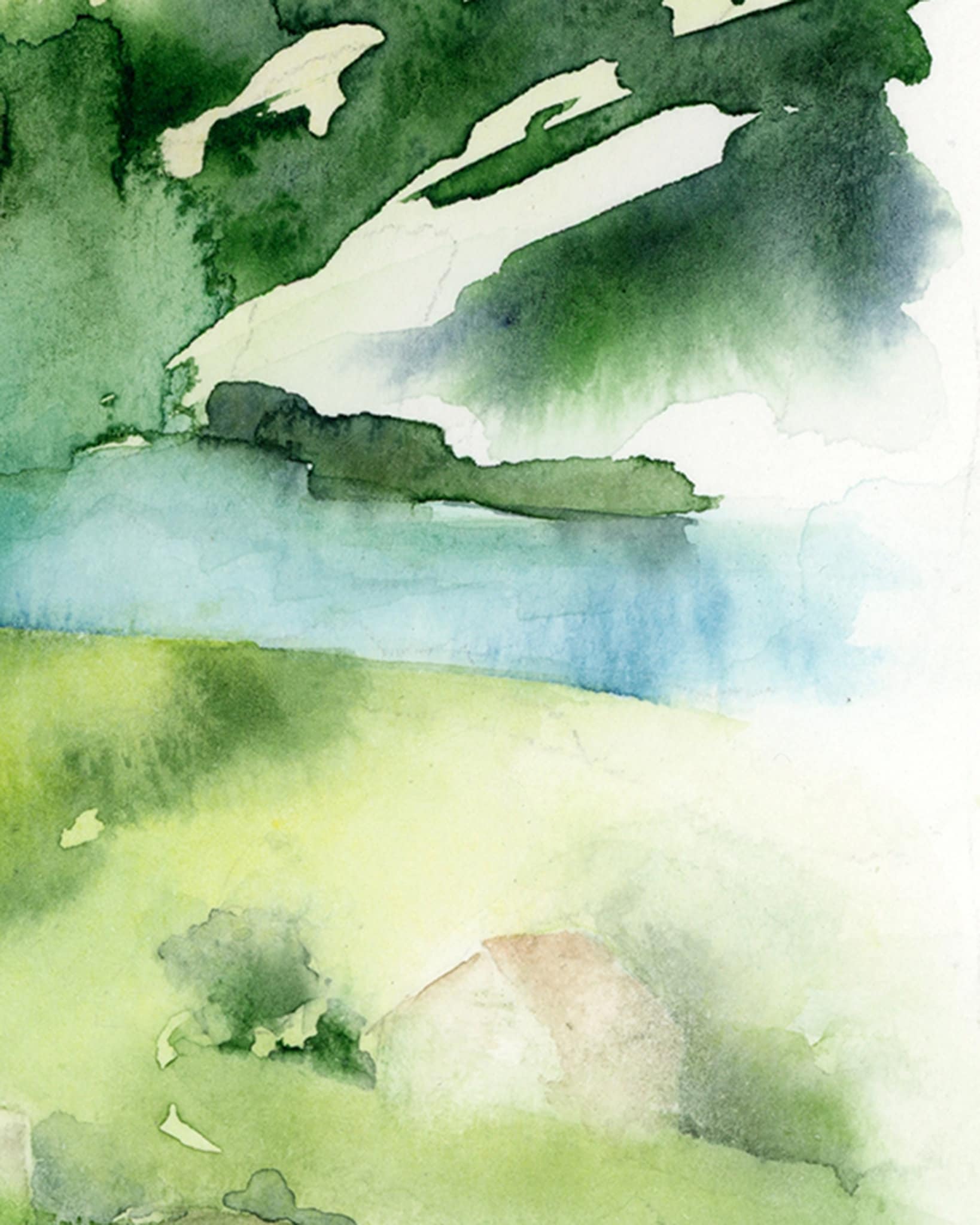 Green Nature Art Large Watercolor Print Abstract Wall Art Etsy
