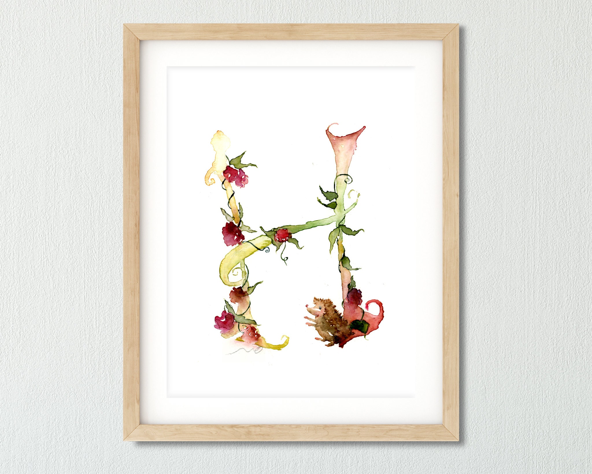 Letter Wall Art H Print Printable Initial Art | Etsy