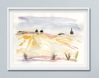 Nature Wall Art, Landscape Painting Print, Mountains Art Print, Landscape Watercolor Print, Watercolor Wall Art, Office Art Print