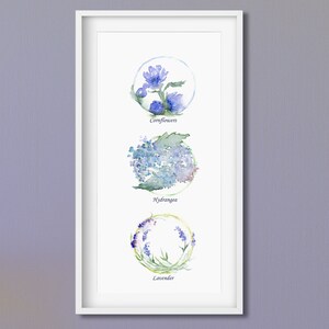 Nursery Floral Print, Blue Nursery Wall Art, Watercolor Floral Print, Baby Room Decor, Blue Flower Art, Baby Wall Art, Watercolor Art Print