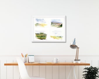 Arte mural abstracto, impresión de arte abstracto, arte mural mediano, impresión de arte de paisaje, pintura abstracta de acuarela, pintura abstracta original