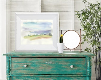 Abstrakte Aquarellkunst, abstrakter Kunstdruck, abstrakter Landschaftsdruck, Eingangsbereichkunst, Landschaftsdruck, kleines Wandbild, Aquarelldruck