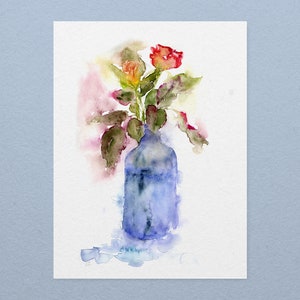 Roses Art Print, Floral Home Decor, Valentines Art, Watercolor Roses Painting, Romantic Wall Art, Flower Wall Art, Red Roses Print, Fine Art