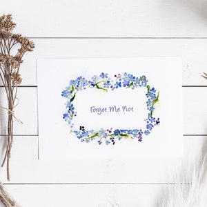 Liefdeskaart, afdrukbare bloemenkaart, botanische kaart, downloadkaart, aquarelwenskaart, romantische kaart, kaart voor stellen, vergeet-mij-nietje