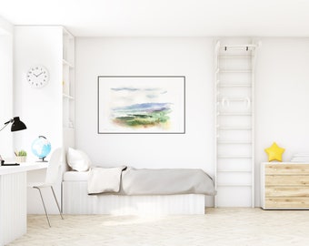 Abstrakte Wandkunst, Schlafzimmer Wandkunst, Landschaft Aquarell Druck, Abstrakte Aquarell Malerei, Original Kunstwerk, Natur Druck, Landschaft Kunst