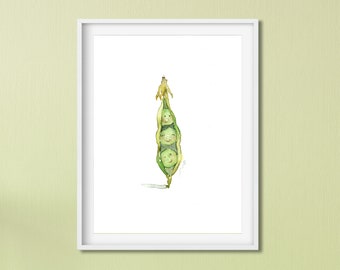 Arte para quarto de bebê em tons de verde, Impressão em aquarela para quarto de bebê, Decoração para quarto infantil, Arte em aquarela, Impressão para bebê, Impressão fofa para quarto de bebê, Arte de parede para bebê, Ervilhas em uma vagem