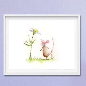Nursery Watercolor Art, Nursery Animal Print, Mouse Print, Nursery Wall Art, Baby Animal Print, Kids Wall Decor, Watercolor Print