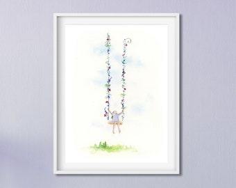 Girls Nursery Decor, Baby Wall Art, Baby Girl Room Decor, Watercolor Wall Art, Nursery Art Print, Watercolor Kids Print, Kids Illustration