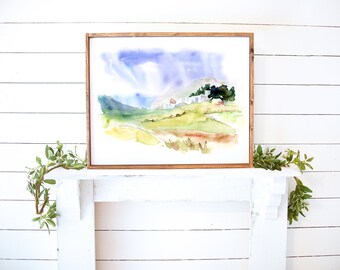 Landscape Print, Watercolor Art Print, Abstract Wall Art, Landscape Watercolor Painting, Entryway Wall Art, Original Artwork, Fine Art Print