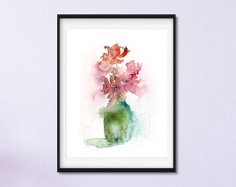 Flower Wall Art, Botanical Art, Botanical Home Decor, Plant Lover Gift, Office Wall Art, Watercolor Art, Floral Art Print, Anemones Print