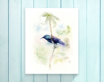 Hummingbird Art, Bird Watercolor Print, Bird Wall Art, Small Art Print, Bird Lover Gift, Bird Art Print, Bird Wall Decor, Humming Bird