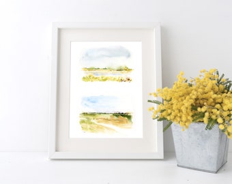 Watercolor Landscape Painting Print, Watercolor Art, Nature Wall Art, Landscape Wall Art, Abstract Watercolor Painting, Israeli Wall Art