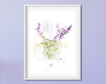 Watercolor Botanical Art, Herb Print, Botanical Home Decor, Plant Lover Gift, Office Wall Art, Floral Art Print, Nature Wall Art, Sage Art