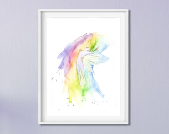 Fairy Nursery Art, Kids Room Watercolor Print, Fairy Wall Art, Nursery Wall Art, Baby Room Art, Girls Room Decor, Colorful Kids Art