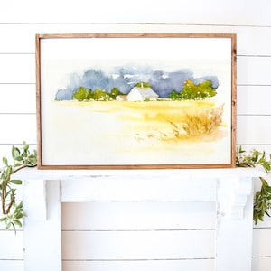 水彩画 木々と川のせせらぎ 原画 水墨画 風景画 モノトーン