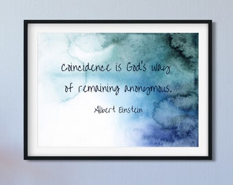 Funny Quote Art, Funny Inspirational Wall Art, Albert Einstein Art, Blue Watercolor Painting, Humor Wall Art, Albert Einstein Quote