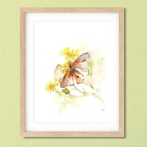 Butterfly Wall Art, Butterfly Print, New Home Gift, Animal Watercolor Print, Small Watercolor Art, Yellow Abstract Art Print, Entryway Art