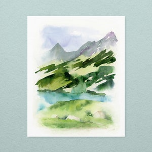 Green Nature Art, Large Watercolor Print, Abstract Wall Art, Green Abstract Print, Landscape Print, Watercolor Art Print, Office Wall Art