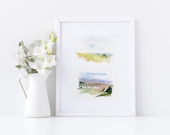 Abstract Landscape Print, Watercolor Art, Nature Wall Art, Landscape Watercolor Art,  Entryway Art, Small Watercolor Painting, Abstract Art
