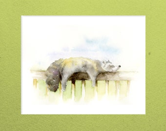 Woodland Nursery Print, Nursery Animal Decor, Racoon Print, Baby Animal Print, Woodland Wall Art, Baby Room Decor, Baby Wall Art, Watercolor