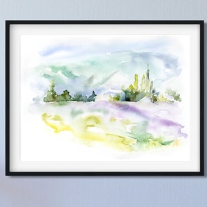 Landscape Wall Art, Nature Art Print, Watercolor Landscape Art, Abstract Art Print, Large Wall Art, Colorful Wall Art, Living Room Art
