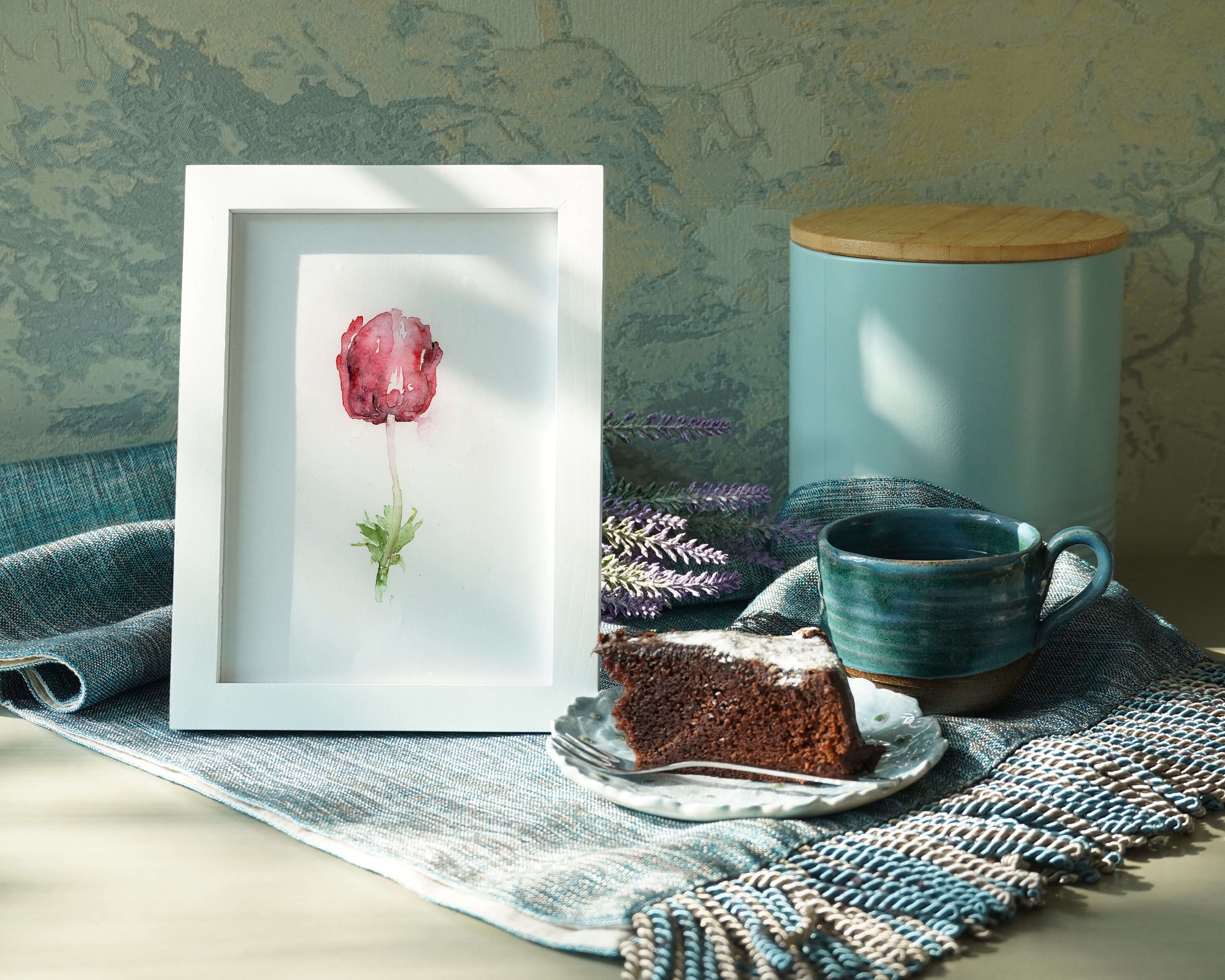 Red Flower Wall Art Abstract Flower Paintings Watercolor - Etsy