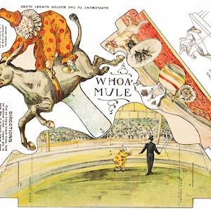Digital, Circus,  paper doll, clown, ringmaster, mule