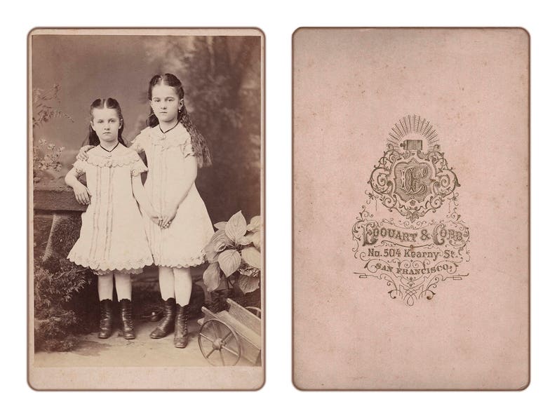 Vintage cabinet card, sisters, Victorian, photo, collage image 1
