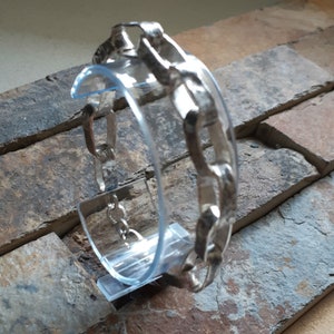 Silver link women bracelet, Link bracelet sterling silver, Hammered link bracelet, Chain silver women bracelet, Chunky link silver bracelet image 4