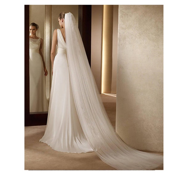 Femmes magnifique mariée douce mariée mariage blanc crème ivoire 3 OU 2 couches de lumière tête de cheveux long voile accessoire de cheveux avec peigne 3 mètres de long