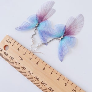 Women Ladies Girl Butterfly Wing feather Fancy Fairy Costume Party Dangle Long Earrings image 9