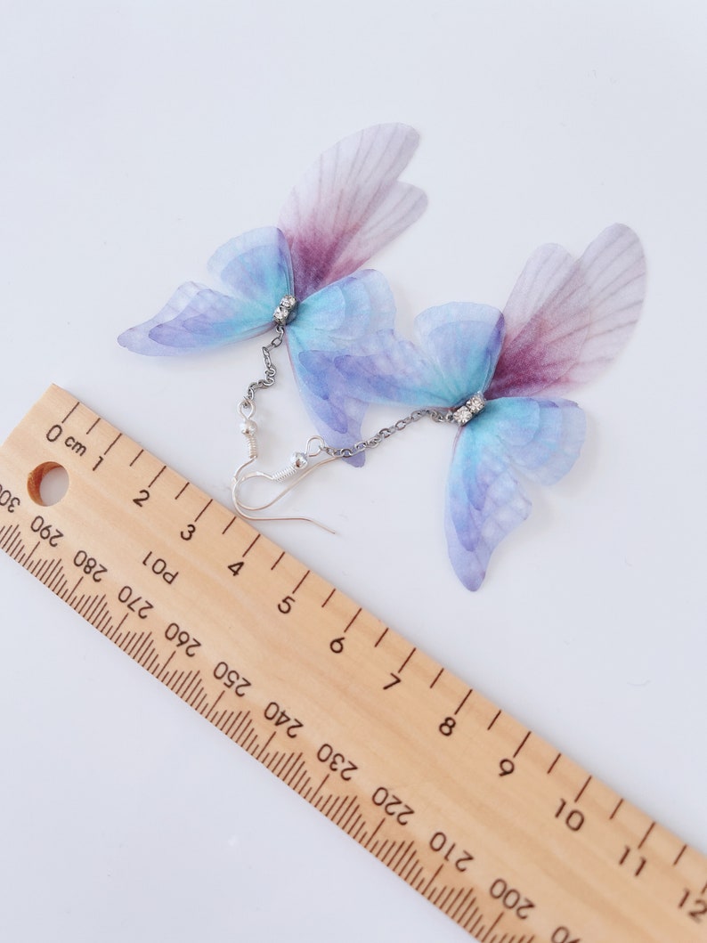 Women Ladies Girl Butterfly Wing feather Fancy Fairy Costume Party Dangle Long Earrings image 9