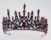 Women Dark Purple Crystal chandelle Black Bronze Queen high Chandelier Halloween Hair Headband Head Crown Tiara