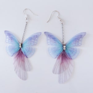 Women Ladies Girl Butterfly Wing feather Fancy Fairy Costume Party Dangle Long Earrings image 5