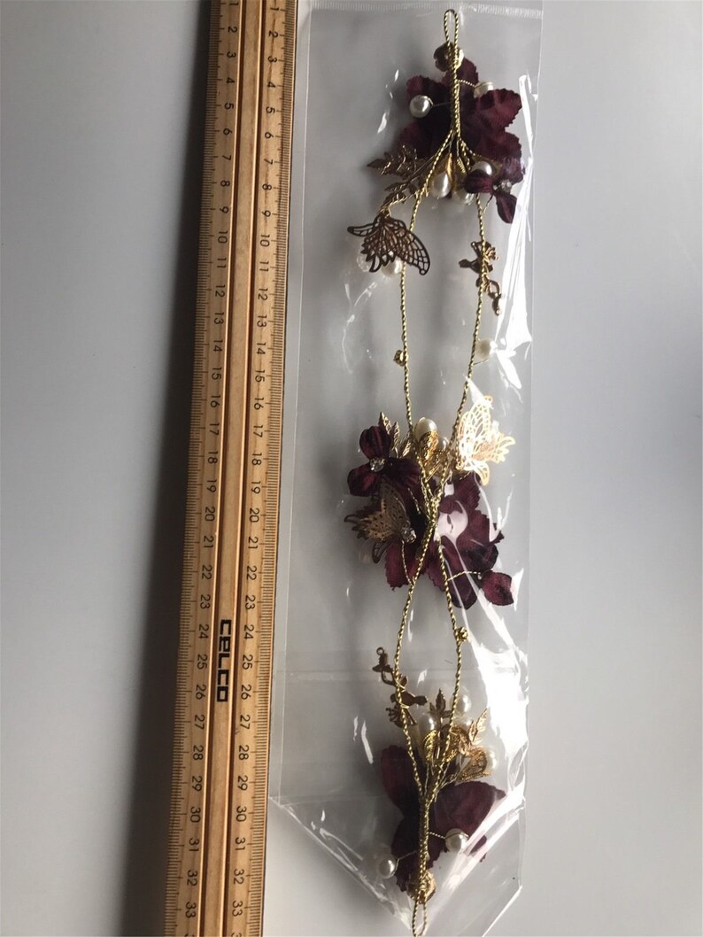prom headwear Hair head accessory Fascinator Garland Headband butterfly Tiara Women Girl Red Flower headpiece