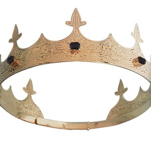 Women Men Royal Imperial Medieval King Queen Retro Gold Color Party Cross Proper Tiara Crown Hair band Headband