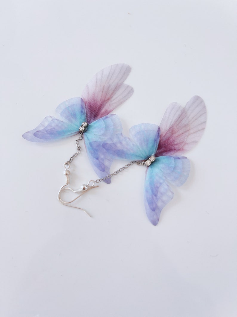 Women Ladies Girl Butterfly Wing feather Fancy Fairy Costume Party Dangle Long Earrings image 10