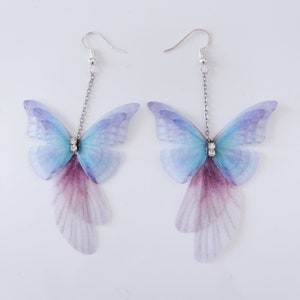 Women Ladies Girl Butterfly Wing feather Fancy Fairy Costume Party Dangle Long Earrings image 8