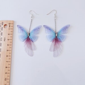 Women Ladies Girl Butterfly Wing feather Fancy Fairy Costume Party Dangle Long Earrings image 6