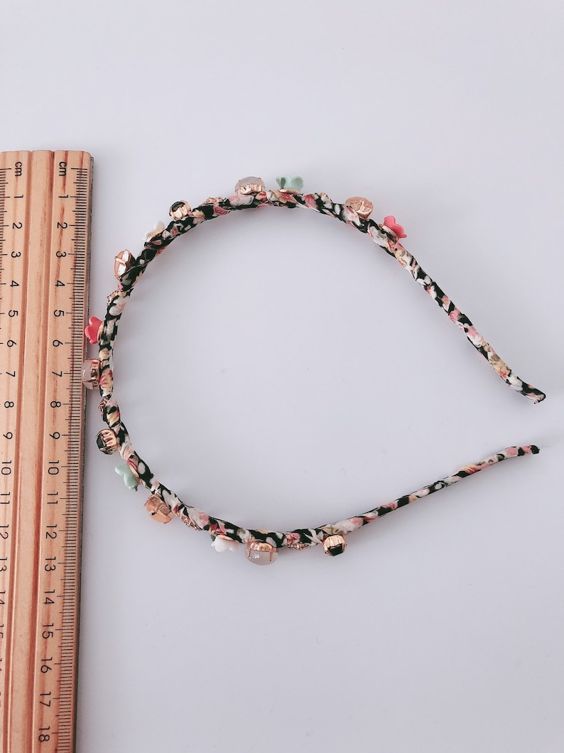 Women Floral Black Cloth wrapped Glasses Jade stone Hair Head Band Hoop Headband Accessory Jewelry headwear fascinator