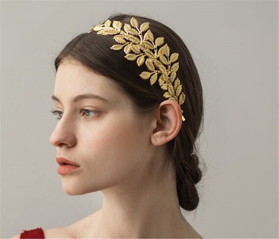 Boho White flower Girl Lady Golden leaf Party Hair Head band Headband Fascinator