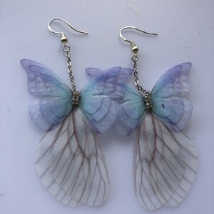 Women Ladies Girl Butterfly Wing feather Fancy Fairy Costume Party Dangle Long Earrings image 4