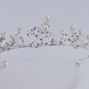 Frauen Mädchen Braut Hochzeit Silber weiß Farbe Kristall Strass Eiskönigin Prom Woodland Kostüm Party Einfache Tiara Krone Haarband Stirnband