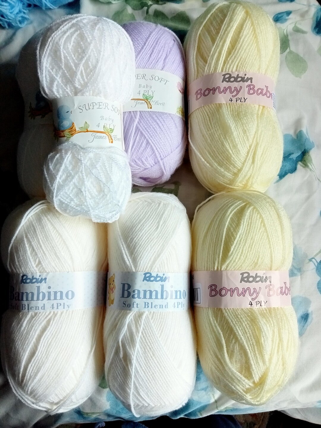 Baby Wool, 4 Ply, Cream, Lemon, White and Lilac Etsy