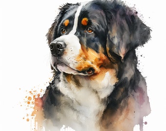 Bernese Mountain Dog Clipart, 10 High Quality JPGs, Digital Download, Watercolor Clip Art, Card Making, Paper Crafting, Bundle Commercial