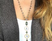 Labradorite Gray Pearl Gold Pendant Necklace for cocktail, day to evening, wedding, bridal, party, mother 39 s day, party, fashion, birthday