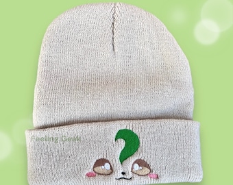 Leafon beanie, leafon Embroidered Cuffed Knit Beanie, pokefan beanie, poke beanie, unisex hat, embroidered hat