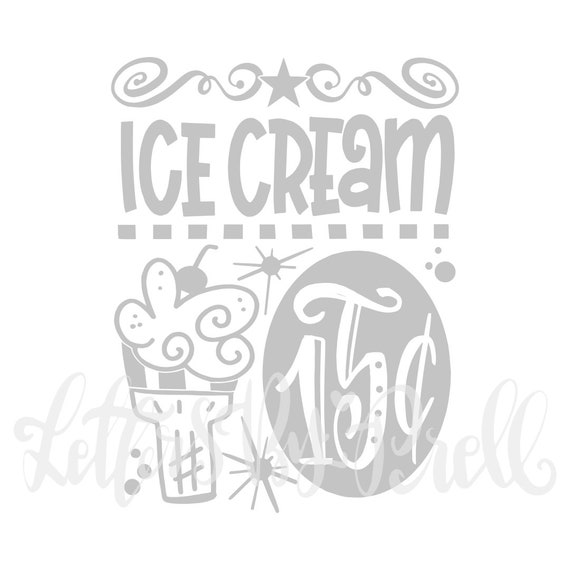 Download Svg Hand Lettered Digital Cutting File Ice Cream 15 Cents Etsy
